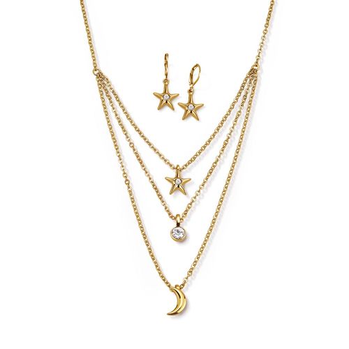 Estuche Collar + Aretes Gold Universe