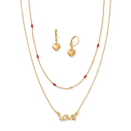 Set Collar + Aretes Red Lover Glam