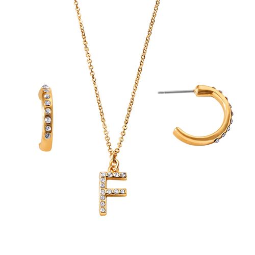 Set Collar + Aretes Shine Letters F